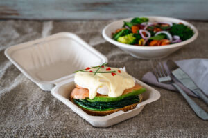 Healthy Breakfast burger in clamshell packaging